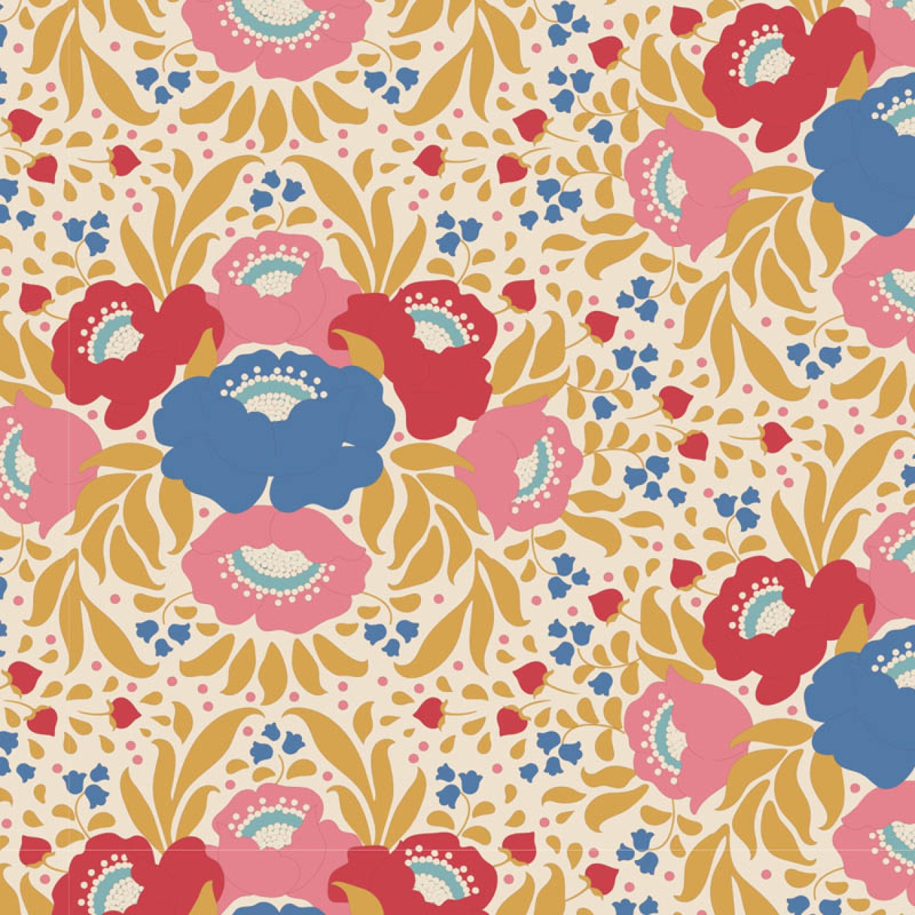 Tilda Patchwork Stoff Baumwolle - Jubilee - Autumn Bouquet Mustard